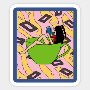 Coffee Cup Bathing Drinking Crazy Sticker